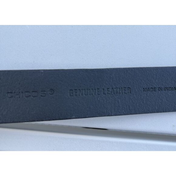 Chicos Leather, Adjustable Two Tone Buckle Belt - M/L - Black - Picture 8 of 8